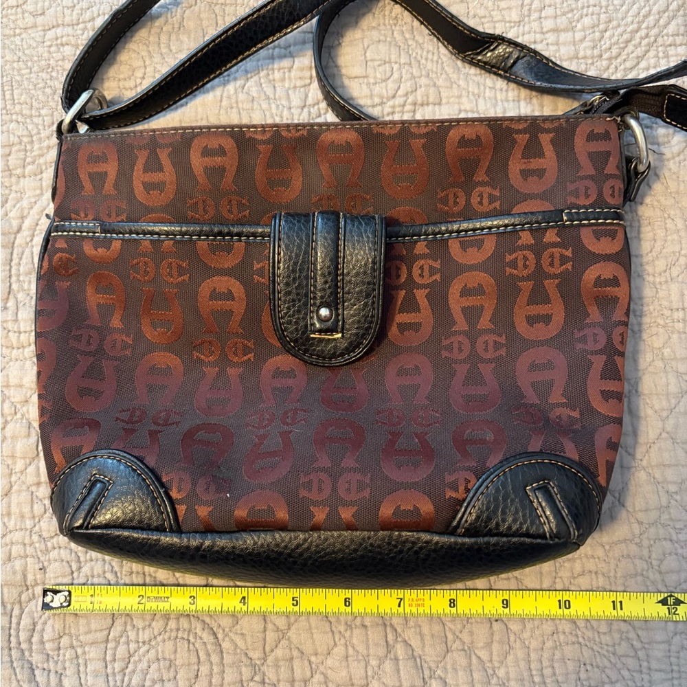 Etienne Aigner Brown and Black Patterned Shoulder Bag